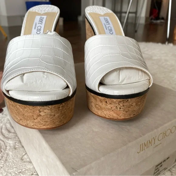 靴 JIMMY CHOO DEEDEE ODNF DENUM Jimmy Choo - Deedee Black Suede Platform Sandal, 125mm